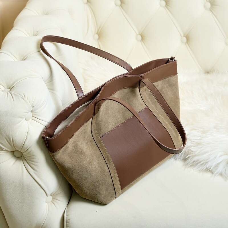 Vintage Suede Underarm Tote Bag High End Feel Large Capacity Women Shoulder Bag Elegant Casual Commute Daily Shopping Travel Fashion Handbag SENYY