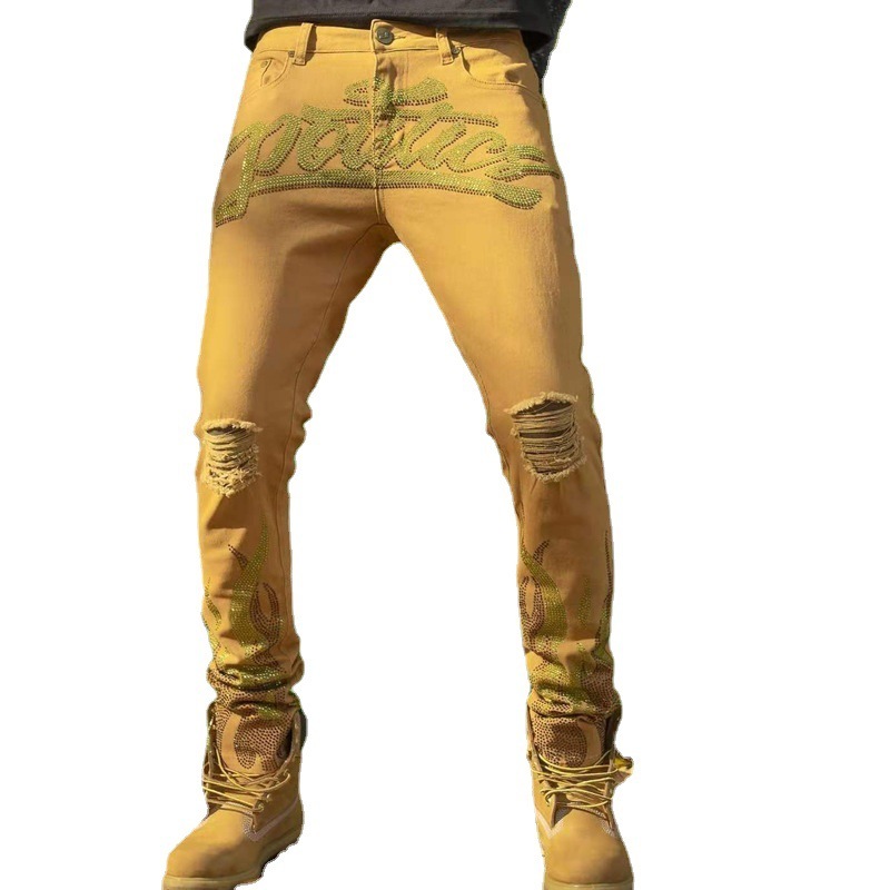 2026 new lightweight casual Luxury designer jeans slim fit printed retro straight leg fashion outdoor sports versatile long style pants Hip hop leggin