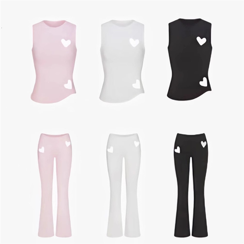 kliou Heart Hollow Women 2 Piece Set Summer Casual Sleeveless O-neck VestsHigh Waist Skinny Pants Female Basic Streetwear 250523