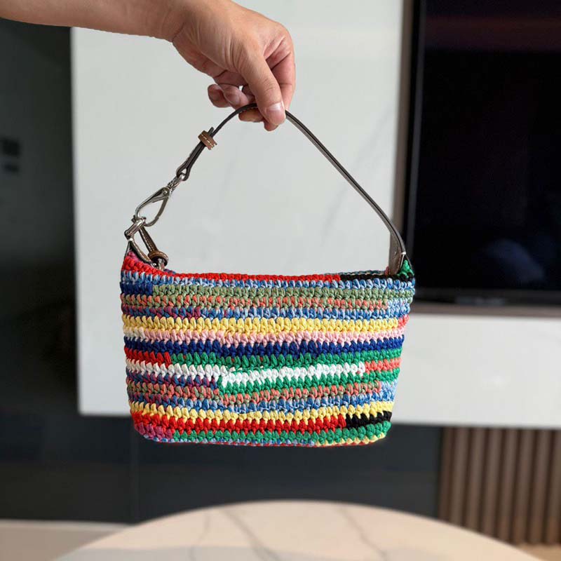 Rainbow Woven Lunch Box Tote Elegant Hobo Classic Luxury Genuine Leather Fashion Underarm Evening Single Shoulder Bag Handbag Purse