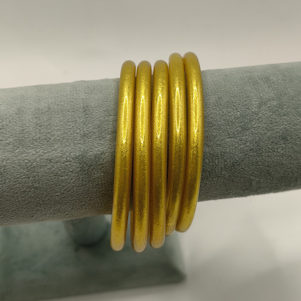 5pcs/set Jelly Bangle Bracelet Waterproof Beach Bracelet for Women Tibetan Buddha Girl Bracelet 250610