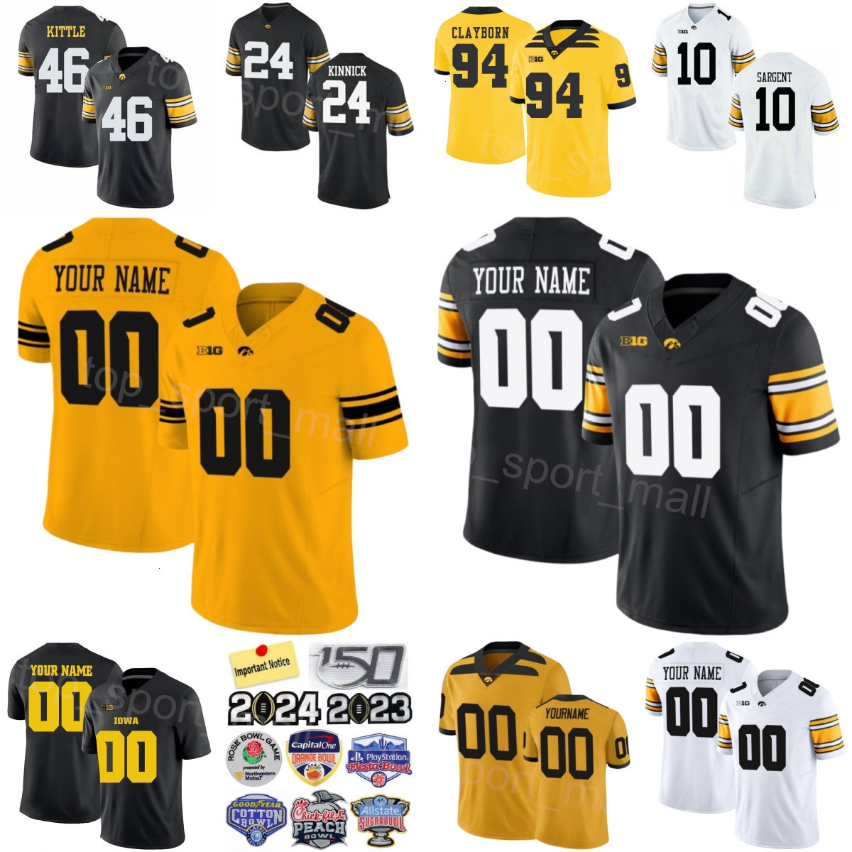 University Football Iowa Hawkeyes 46 George Kittle Jerseys College 94 Adrian Clayborn 6 Tim Dwight 7 Brad Banks 10 Mekhi Sargent 24 Nile Kinnick Women