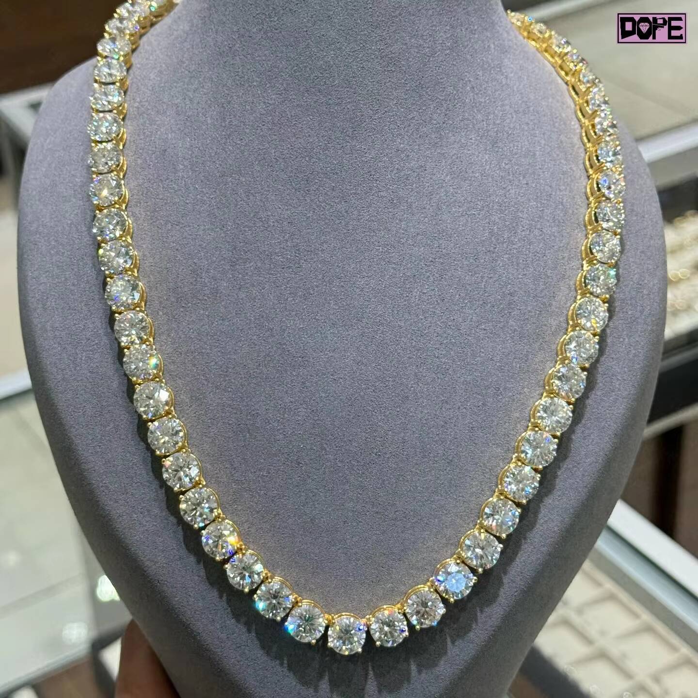 Hiphop 8mm Moissanite Chain Luxury Necklace 925 Silver 18k Gold Plated VVS Moissanite Tennis Chain - view 3