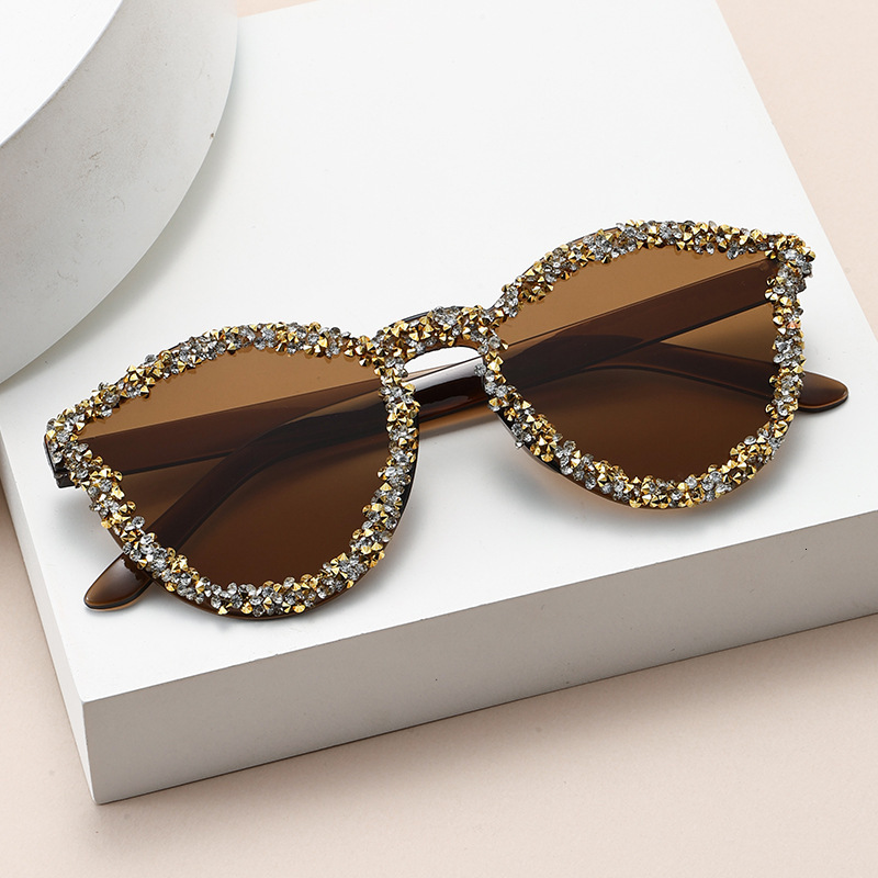 Designer Sunglasses Rimless Fashion Diamond Studded Sunglasses Candy Cat Eye Glasses Bestie Outfit Sister Couple Decorative With Rhinestone Frame Glas
