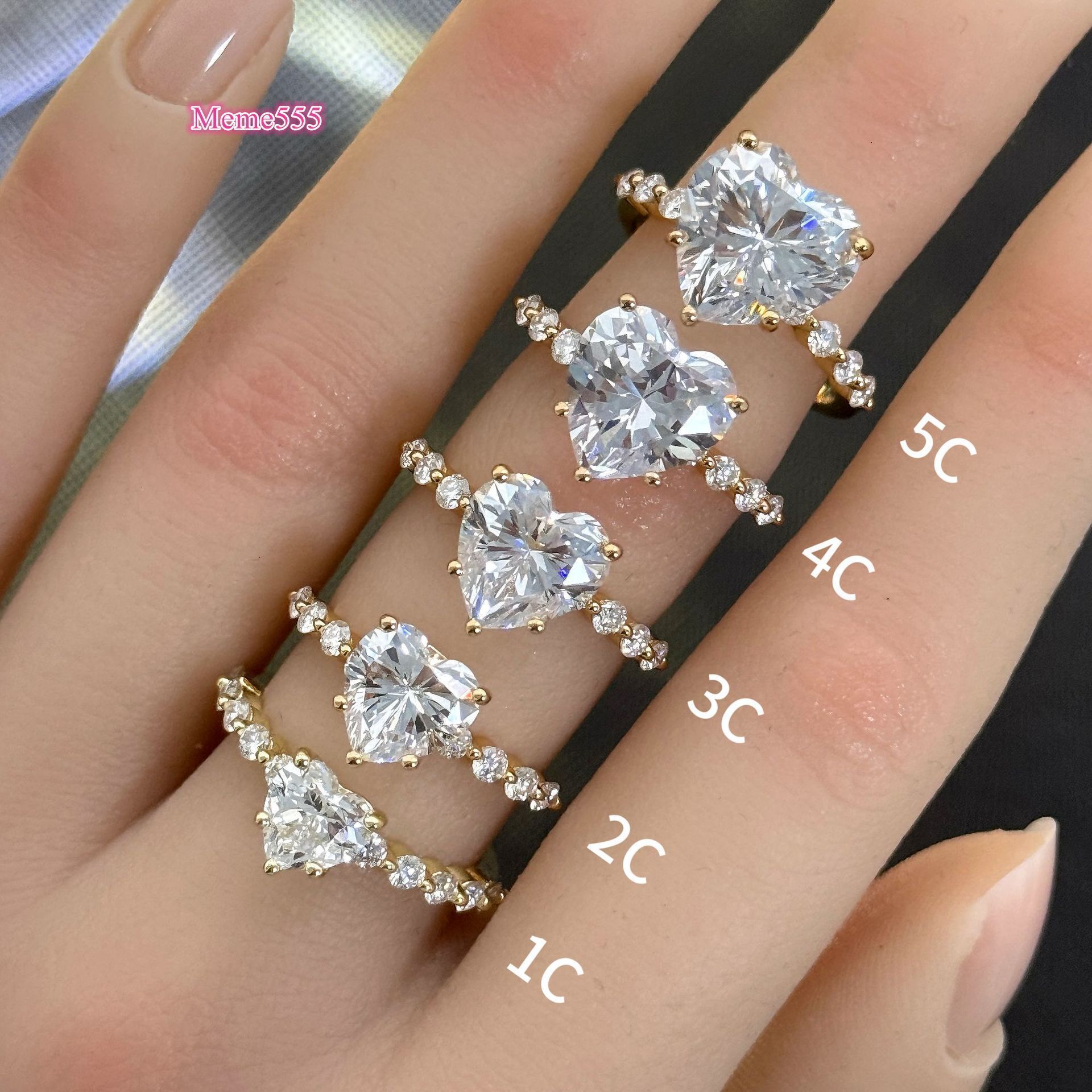 S925 Sterling Silver Moissanite Ring 1/2/3/4/5ct GRA Certified Heart Cut High Quality Wedding Engagement Ring for Women