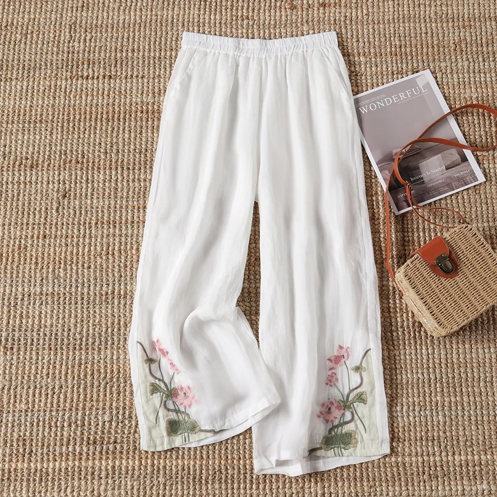 INCERUN women Wide Leg Pants Flower Printing Button Joggers Loose Casual Trousers women Streetwear Pleated Fashion Long Pants 240807