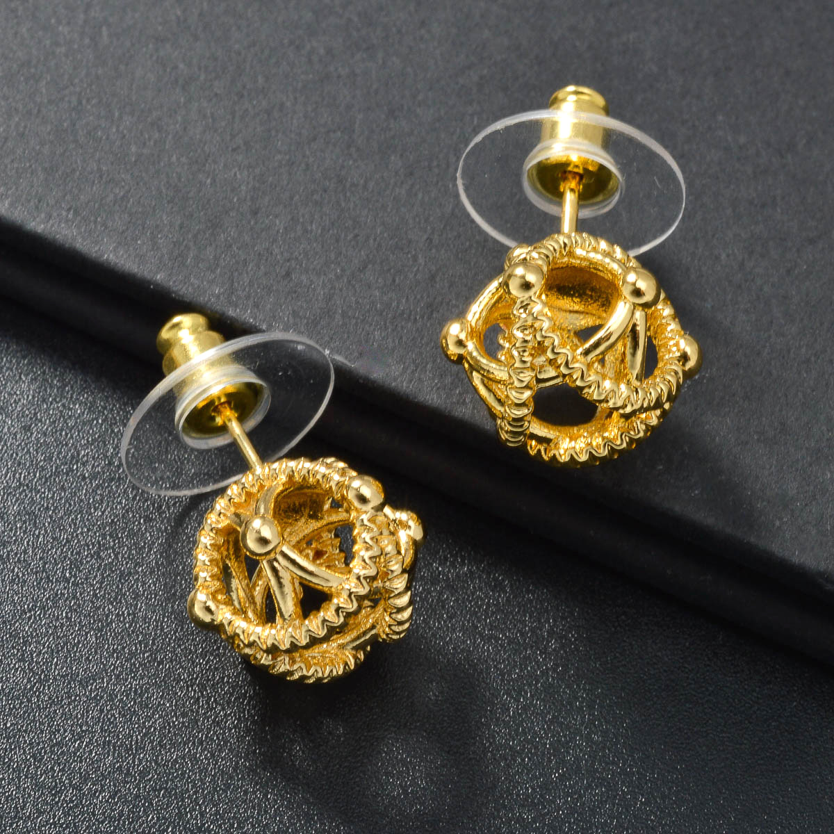 Gold Plated Hollow Star Round Drop Earrings Pendant Necklace Jewelry Set For Men and Wome Fine Quality Unisex Ins Copper Ear Accessories Pendientes Bi