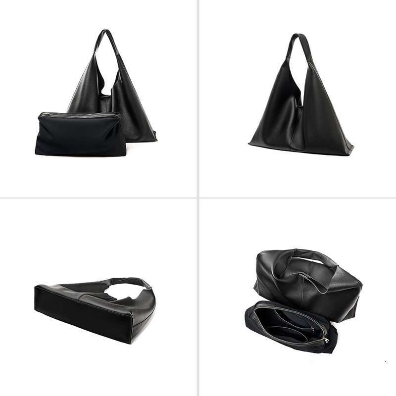Triangle Top Layer Cowhide Underarm Tote Bag Large Capacity Casual Versatile Cross Border Fashion Elegant Office Commuter Single Shoulder Handbag For 