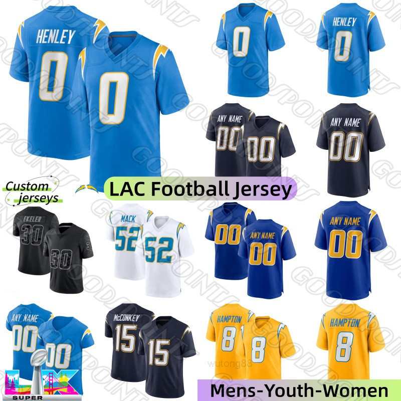 Los AngelesCity ChargersS jersey 10 Justin Herbert Hampton Ladd McConkey Harris Lance Johnston Allen Vidal James Jr Mack Dicker Alt Tomlinson Seau Foo