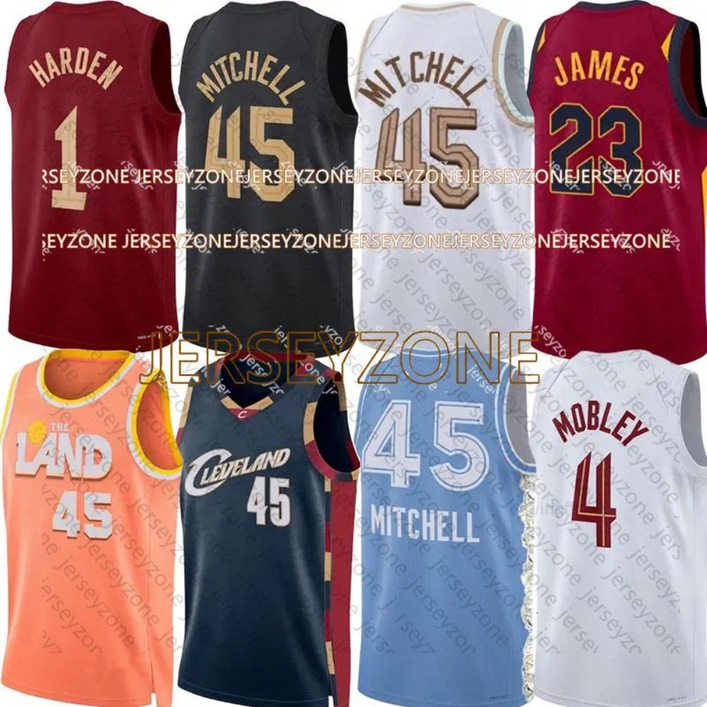 Harden Cavs CLE Cavalier Basketball Jerseys Donovan Mitchell Evan Mobley Keon Ellis Max Strus Jarrett Allen Dennis Schroder James City Custom Jersey