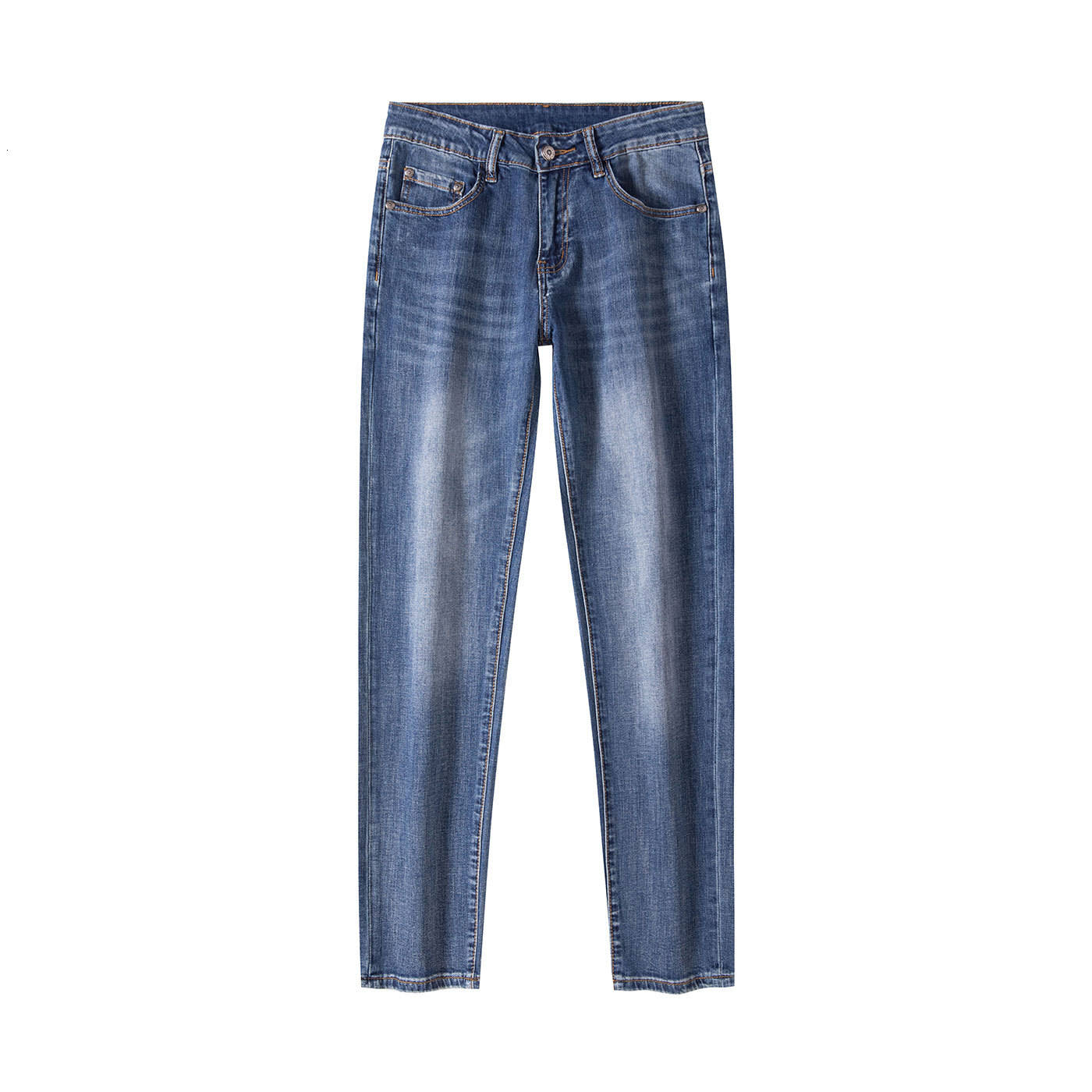 Luxury Brand Designer Men Blue Jeans Slim Fit Elastic Denim Pants Cross Metal Badge Summer Fashion Male Long Trousers Skinny Stylish Vintage Denim