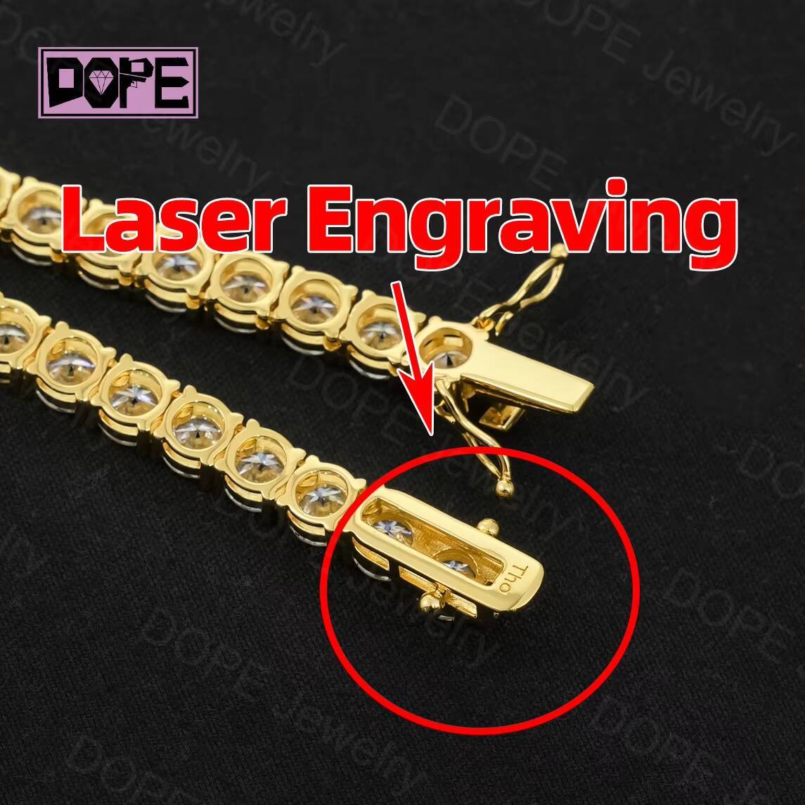 Hiphop 8mm Moissanite Chain Luxury Necklace 925 Silver 18k Gold Plated VVS Moissanite Tennis Chain - view 4