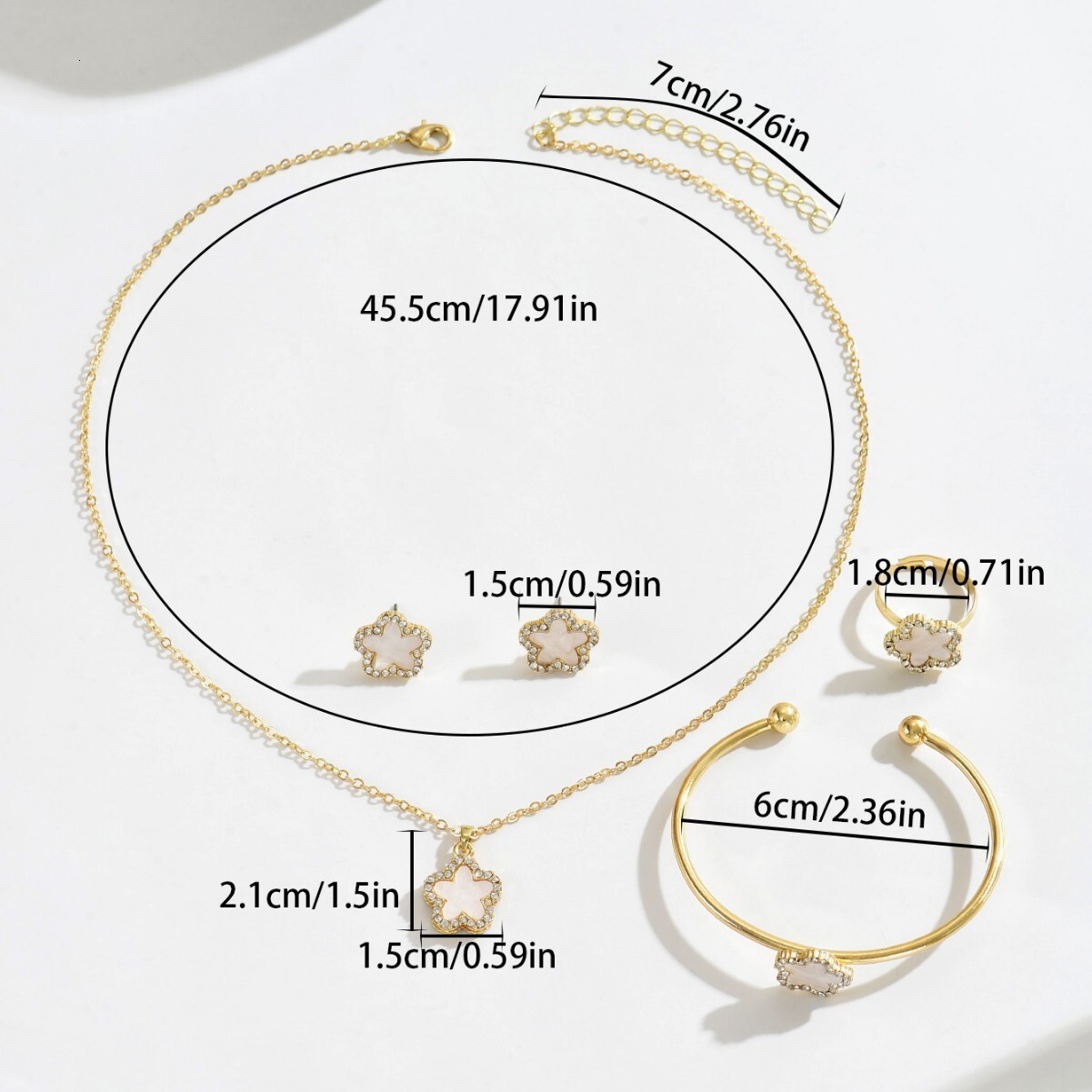 Designer Jewelry European And American Style Women S Jewelry Set With Geometric Floral Design Necklace Versatile And Elegant Earrings And Ring For Wom