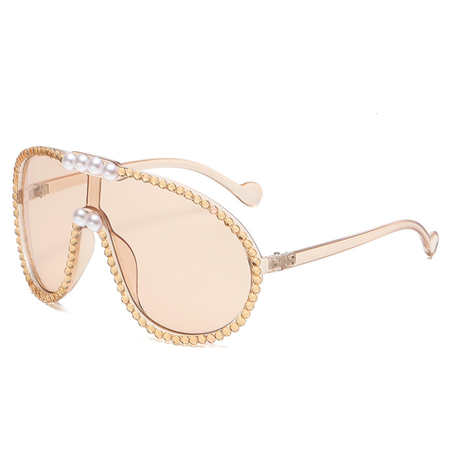 2026 Designer Sunglasses New Cross Border Large Frame Integrated Pilot Sunglasses Inlaid With Unique Diamonds Luxury Fashion Glasses