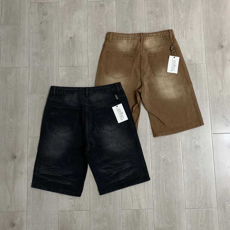 Colorful RhinESTone VALLEY Embroidery Patch Label Denim Shorts Jorts Men Women Loose Straight Short JeansJ260513
