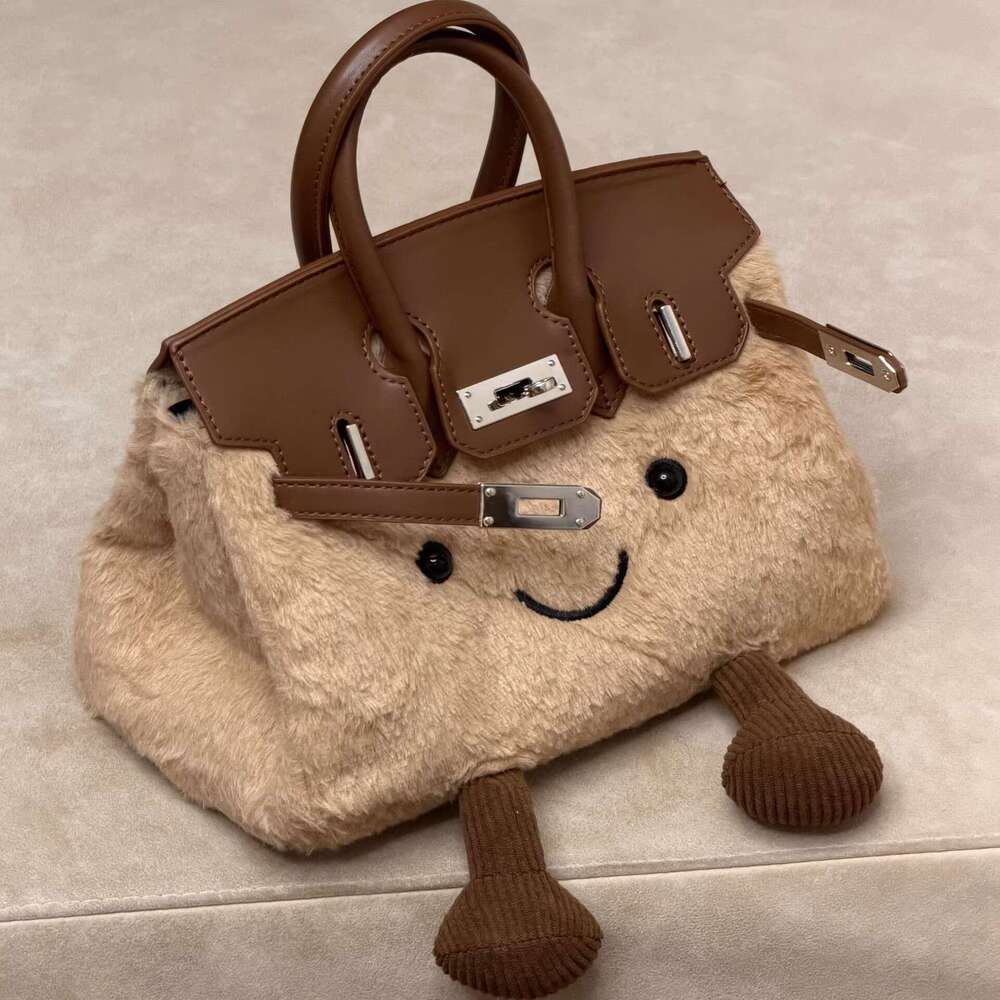New Cute Plush Smiley Face for Women Korean Version Versatile Shoulder Crossbody Bag Cartoon Doll Handbag