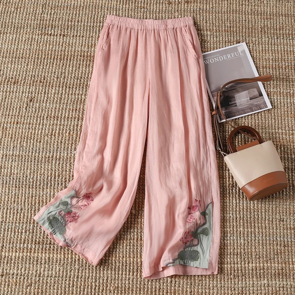 INCERUN women Wide Leg Pants Flower Printing Button Joggers Loose Casual Trousers women Streetwear Pleated Fashion Long Pants 240807