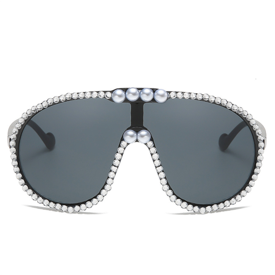 2026 Designer Sunglasses New Cross Border Large Frame Integrated Pilot Sunglasses Inlaid With Unique Diamonds Luxury Fashion Glasses