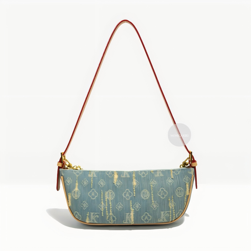 MONICA KIKI canvas denim retro designer shoulder bag light luxury fashionable and casual armpit bag French stick bag for women