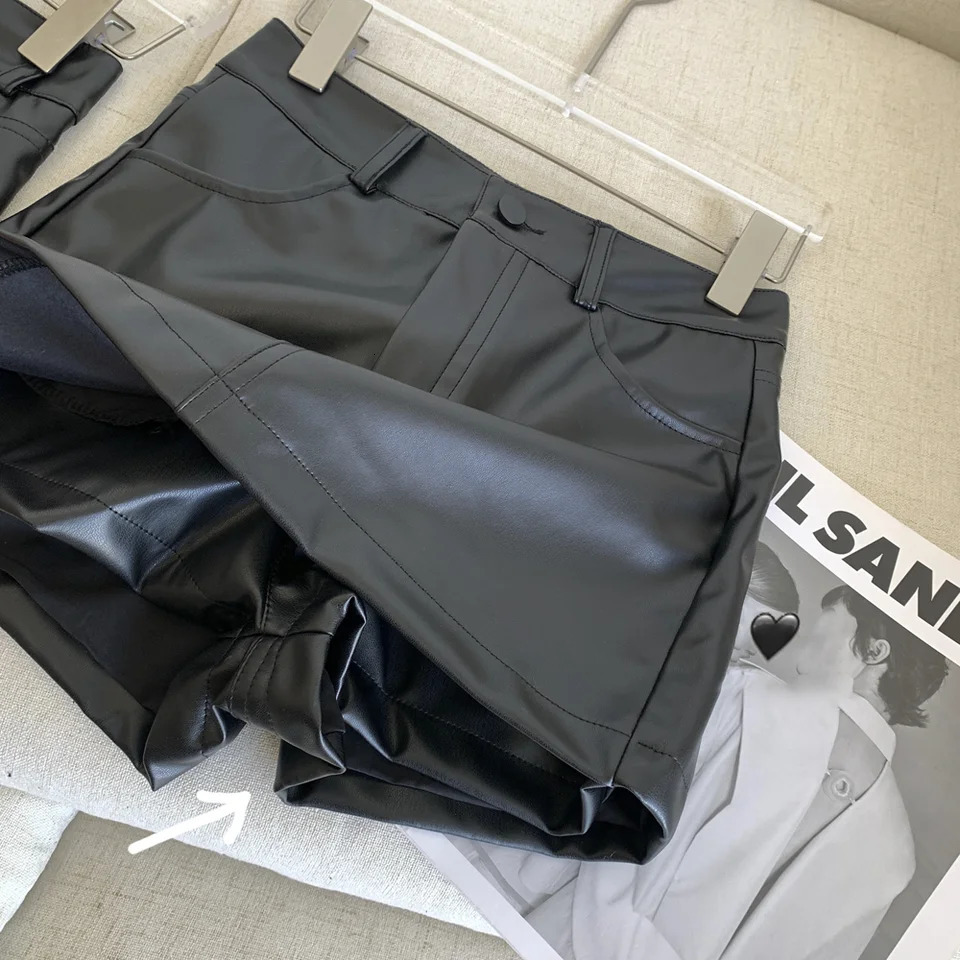 Sexy PU Leather Shorts Skirt Women Black High Waisted Aline Mini Skirts Y2K Streetwear Female Girl 260513BJ - view 7