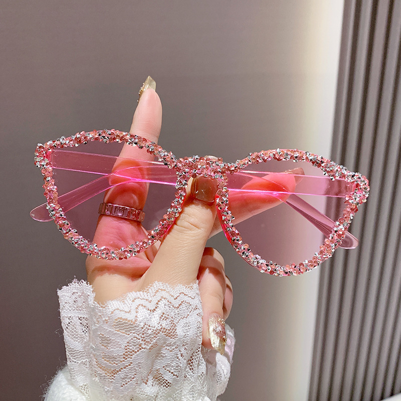Designer Sunglasses Rimless Fashion Diamond Studded Sunglasses Candy Cat Eye Glasses Bestie Outfit Sister Couple Decorative With Rhinestone Frame Glas