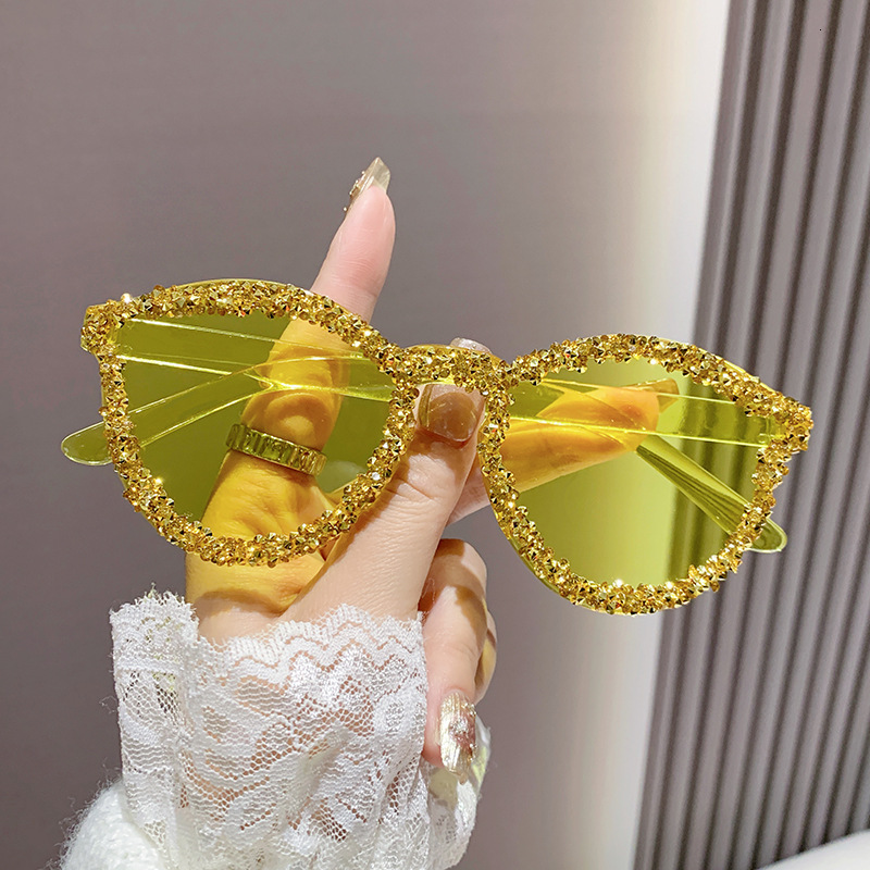 Designer Sunglasses Rimless Fashion Diamond Studded Sunglasses Candy Cat Eye Glasses Bestie Outfit Sister Couple Decorative With Rhinestone Frame Glas