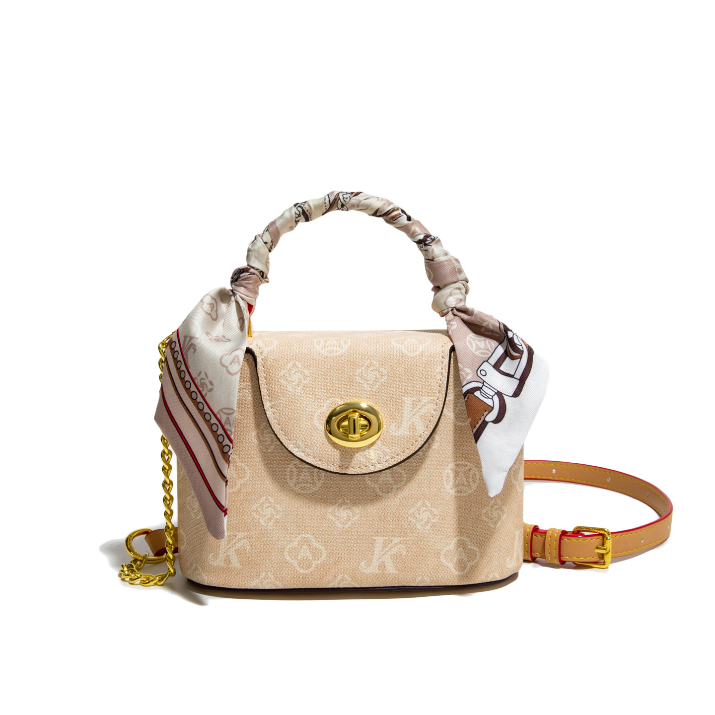 MONICA KIKI luxury classic scarf large capacity designer shoulder bag cross fashion trend bucket bag for women