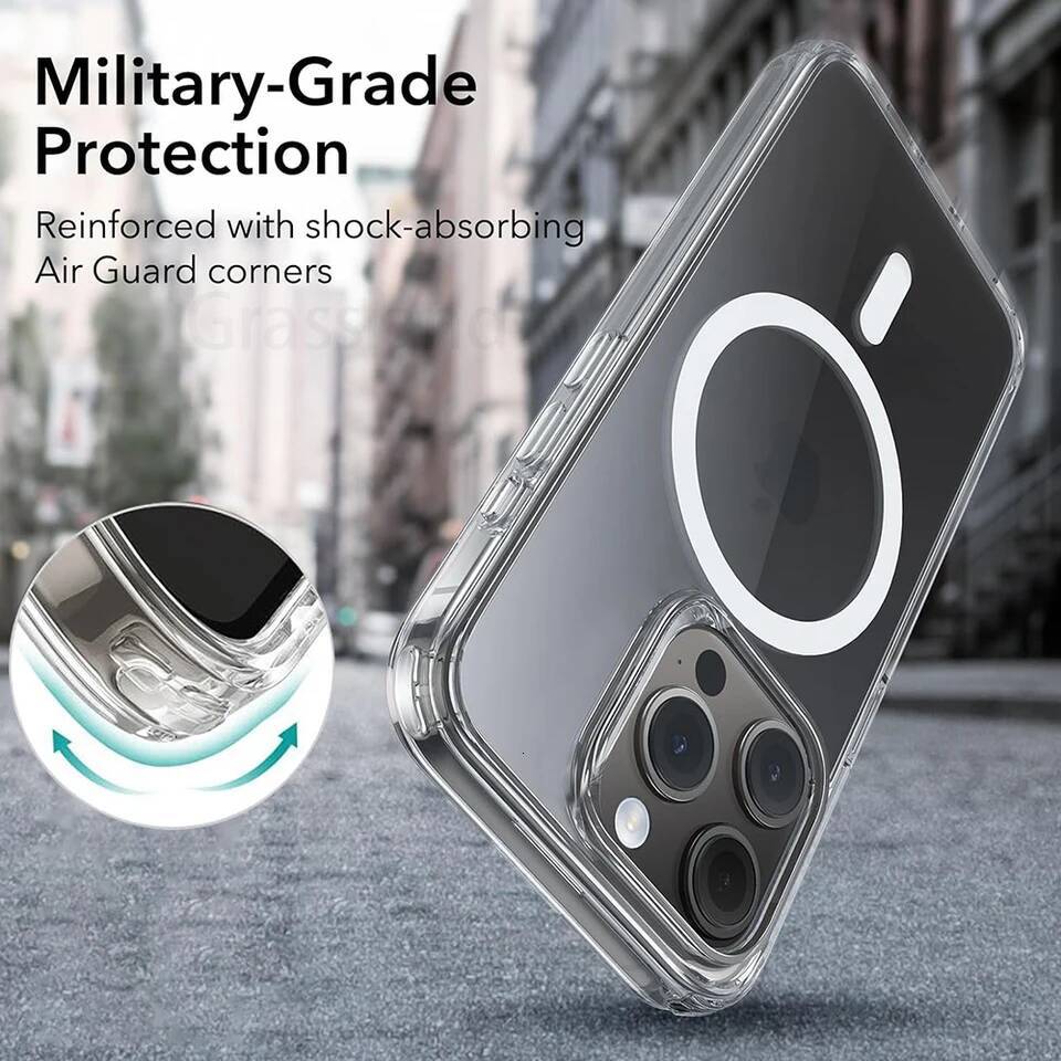 Luxury Magnetic Wireless Charge For Magsafe for iPhone 16 15 14 13 12 11 Pro XR XS Max 7 8 Plus Back Cover Transparent Case