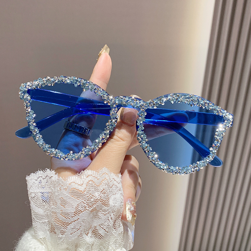 Designer Sunglasses Rimless Fashion Diamond Studded Sunglasses Candy Cat Eye Glasses Bestie Outfit Sister Couple Decorative With Rhinestone Frame Glas