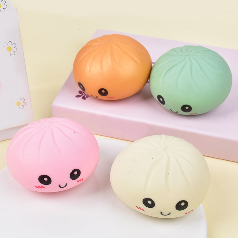big size 8.5cm Squishy Expressions Slow Rise Food Shaped Stress Relief Squeeze Toy Rainbow Mystery Face Bun Dumpling Steamed Bun Glitter Dumpling Soft
