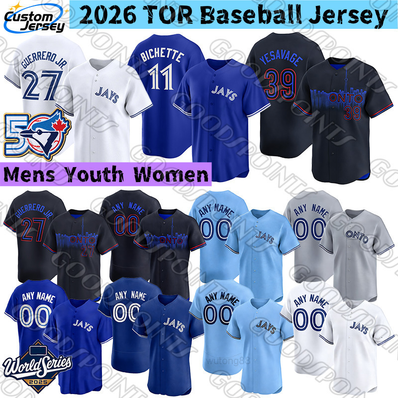 TorontoS Blue Jays Jersey Vladimir Guerrero Jr Alejandro Kirk bluejays Springer Ernie Clement Yesavage Bieber Okamoto Roy Halladay Dave Stieb Jay Base
