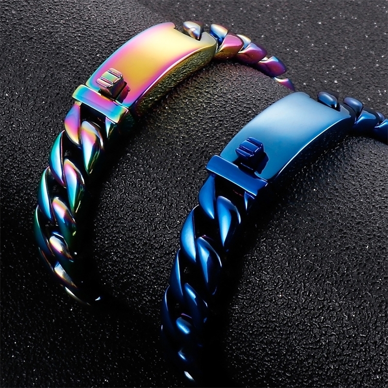 12MM Curb Chain On Hand Jewellery Polished Brushed 316L Stainless Steel Man Bracelet For Men Classic Mens Bracelets Male Strap 260508BJ - view 7