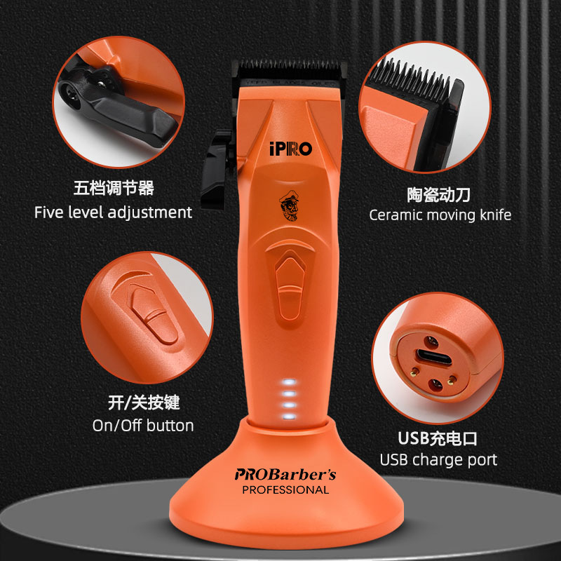 BRDCLIP Professional Hair Clipper 7200RPM Brushless Motor DLC FADE Blade Charging Base Barber 7000RPM DC Motor Electric Trimmer 251215