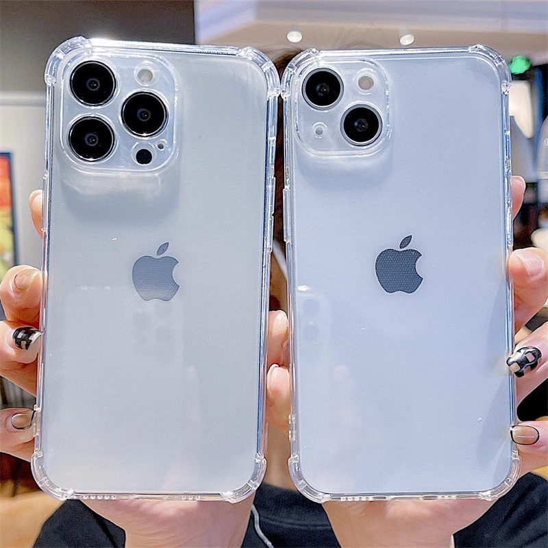 New iPhone 16 Transparent Phone Apple 15/14/13 Pro Max Four-Corner Shockproof Precision Hole Full Coverage Soft Case