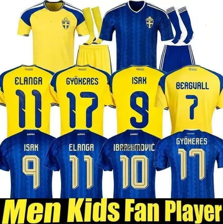 2026 Sweden World CUP soccer jersey 26 27 IBRAHIMOVIC ISAK Gyokeres FORSBERG camisetas Kids Uniform Set kits KULUSEVSKI GUSTAFSON 2025 maillot footbal
