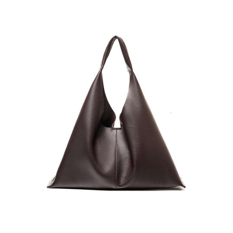 Triangle Top Layer Cowhide Underarm Tote Bag Large Capacity Casual Versatile Cross Border Fashion Elegant Office Commuter Single Shoulder Handbag For 