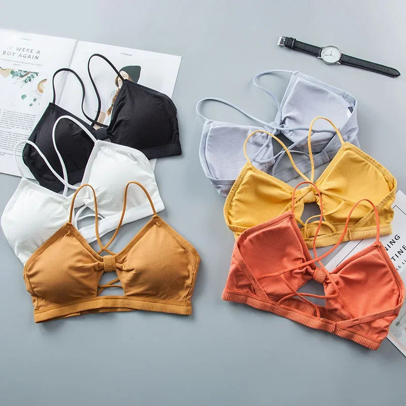 2024 Summer Sexy Lingerie Seamless Back Hollow Backless Strapless Sport Bra for Women Push Up Bralette Underwear Bandeau Top 260512
