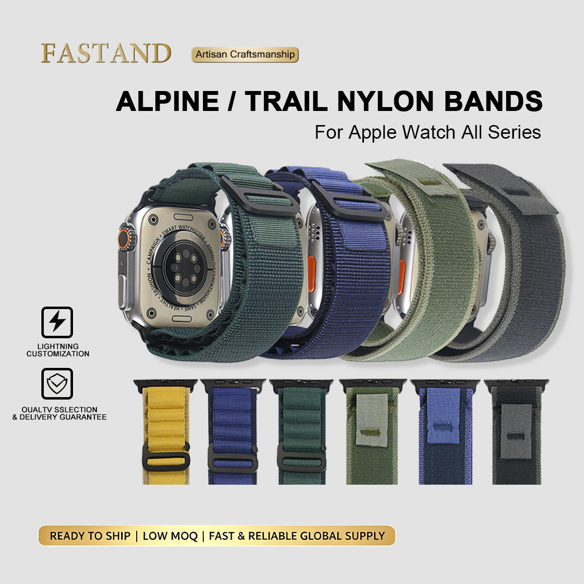 Premium Nylon Apple Watch Band,Alpine,Trail Loop,Rugged Sport Strap,Compatible with Apple Watch Series 1-11 Ultra 1/2,High-Density Weave Outdoor Repla