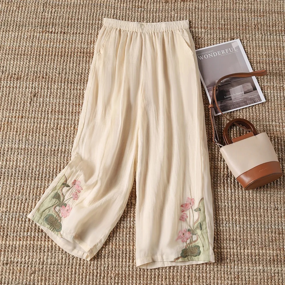 INCERUN women Wide Leg Pants Flower Printing Button Joggers Loose Casual Trousers women Streetwear Pleated Fashion Long Pants 240807