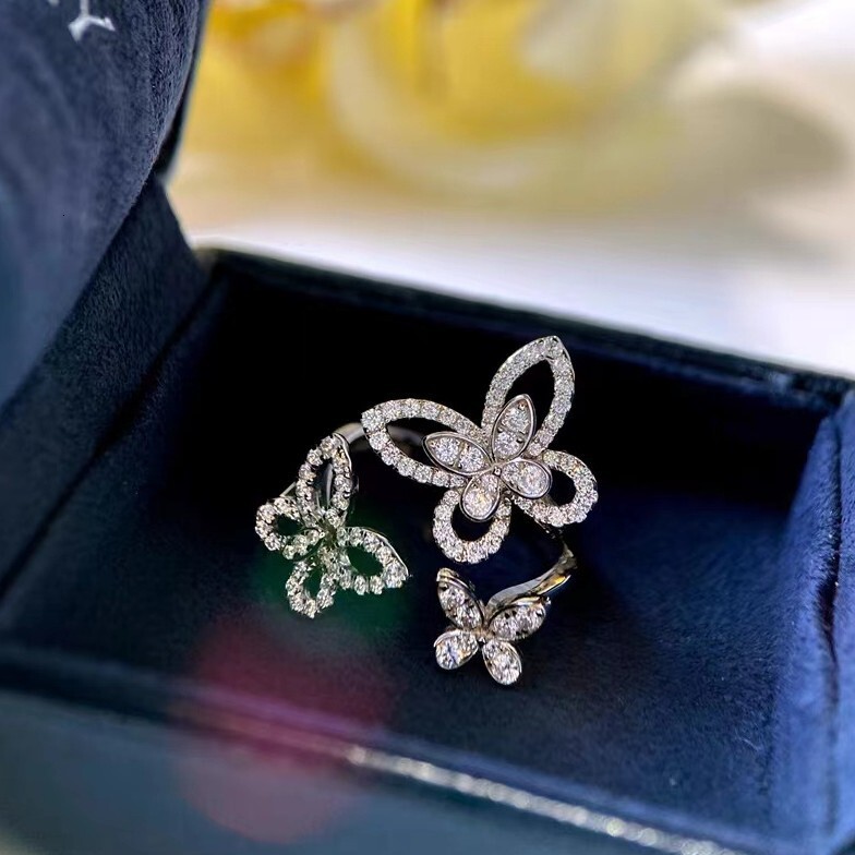Designer Jewelry high quality phantom butterfly necklace for women full diamond phantom butterfly earrings bracelet and ring set Diamond studded fashi