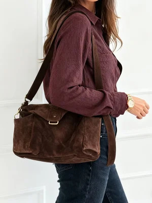 2026 Spring Womens Burgundy Textured Long Sleeve Shirt with TurnDown Collar and Double Pockets Loose Fit Versatile for Work Casual Wear 260513BJ - view 4
