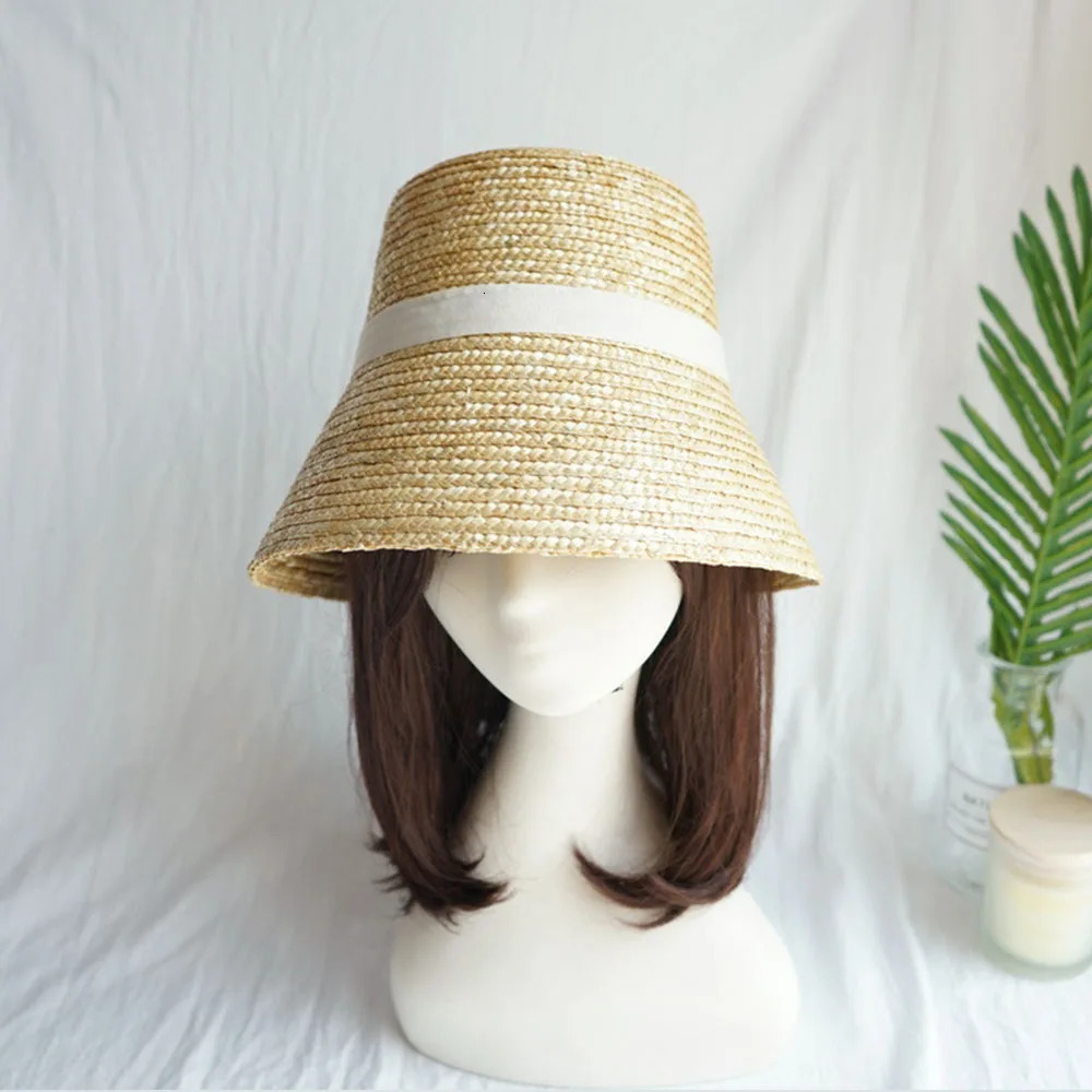 Handmade Summer Hats for Women Ladies Sun Hat ribbon Bowknot Beige Straw Adjuatble Beach Wide Brim y260512 - view 7