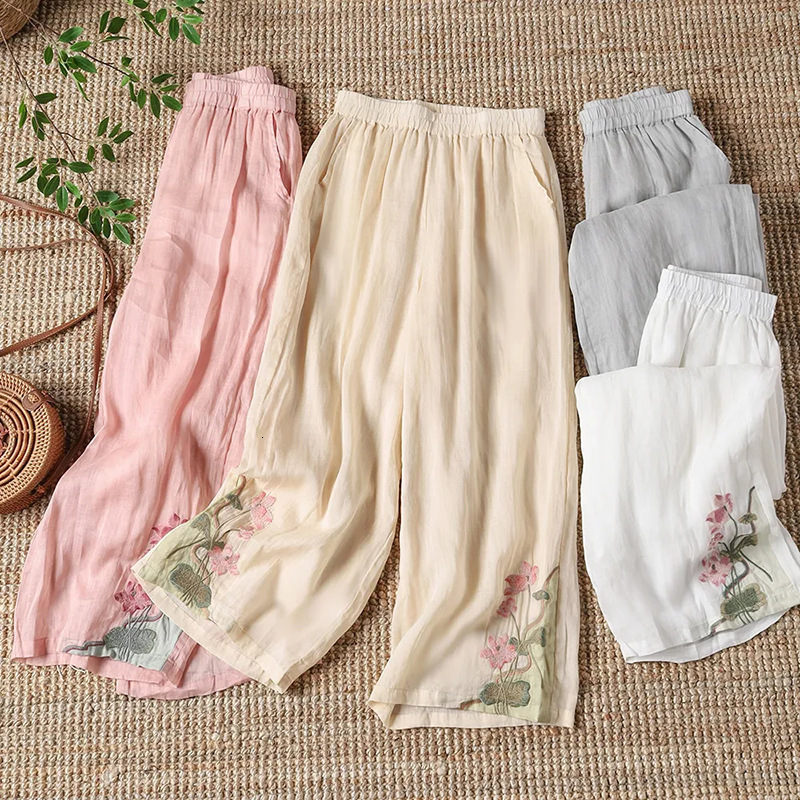 INCERUN women Wide Leg Pants Flower Printing Button Joggers Loose Casual Trousers women Streetwear Pleated Fashion Long Pants 240807