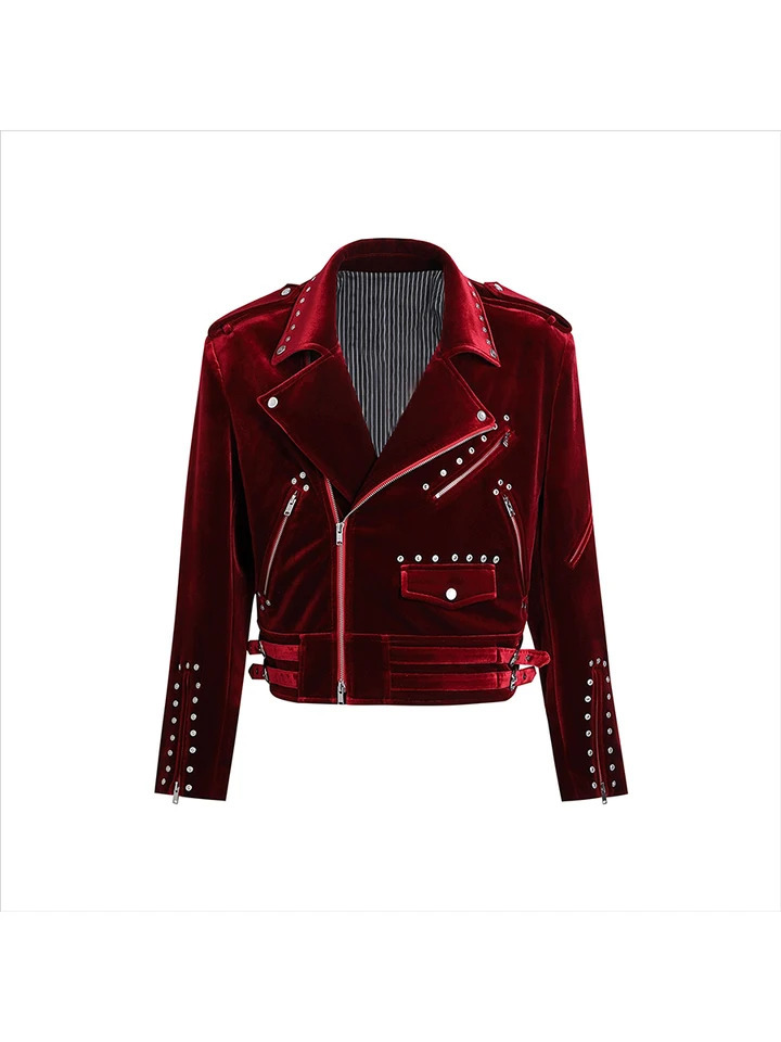 Mauroicardi Spring Autumn Cool Short Soft Velvet Moto Biker Jacket Men Zipper Elegant Chic Stylish y ner Emo Clothes 260509 - view 3