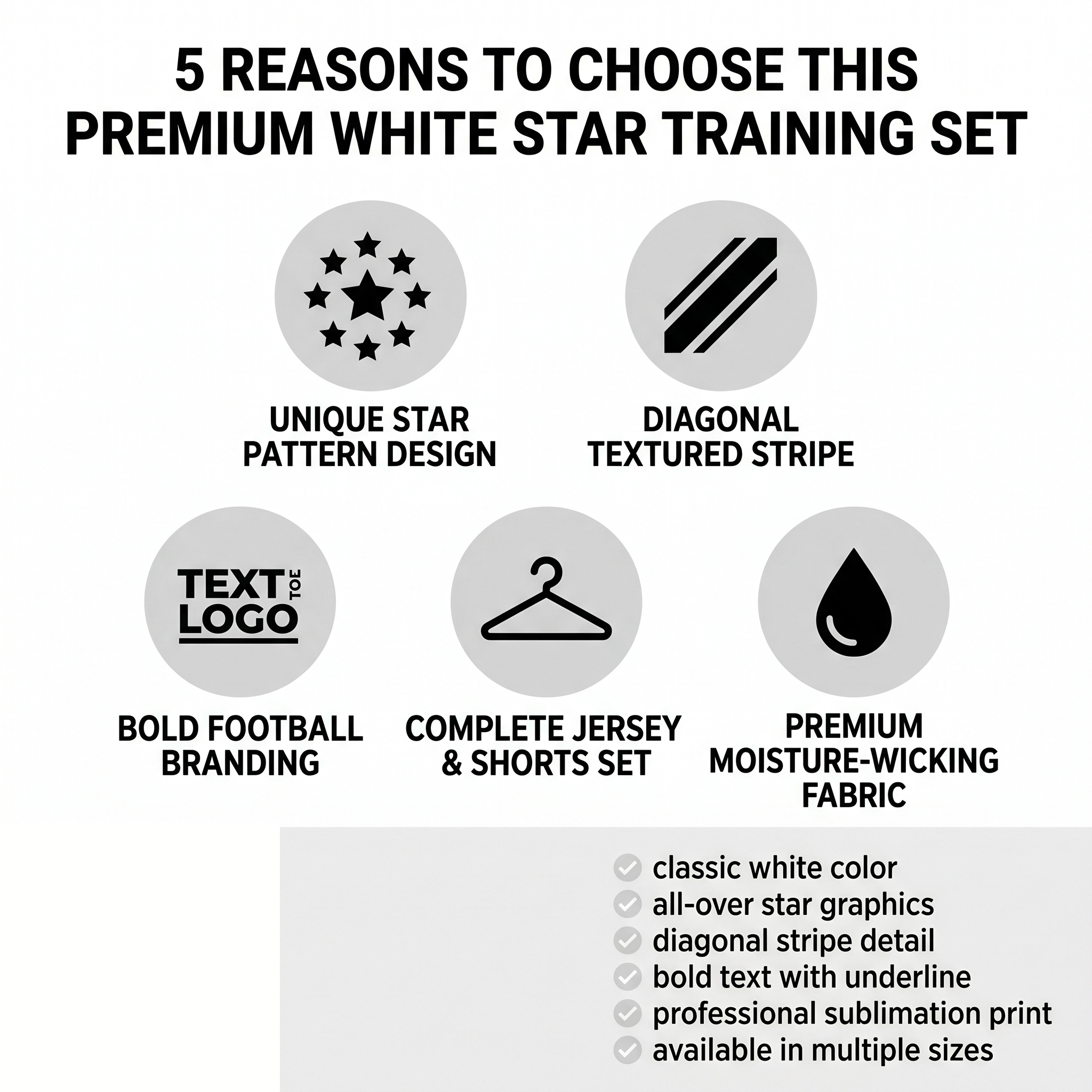 Custom Soccer Jersey Set Men White with Star Print Football Uniform with Shorts Personalized Name Number Breathable Quick Dry Kit - view 8