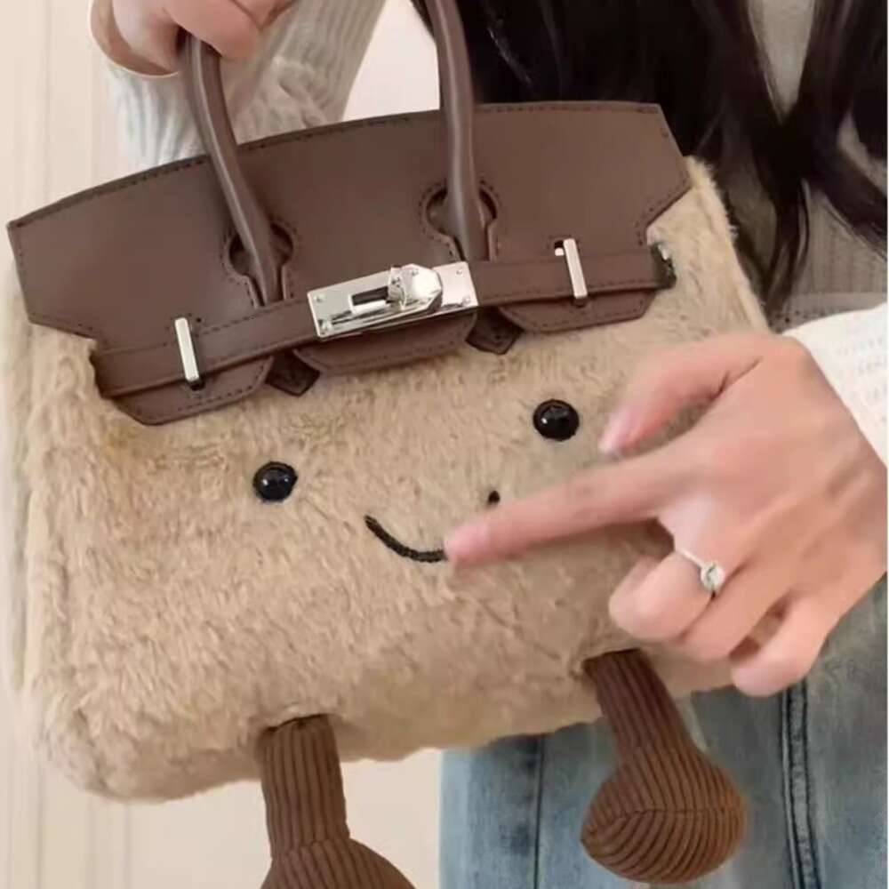 New Cute Plush Smiley Face for Women Korean Version Versatile Shoulder Crossbody Bag Cartoon Doll Handbag