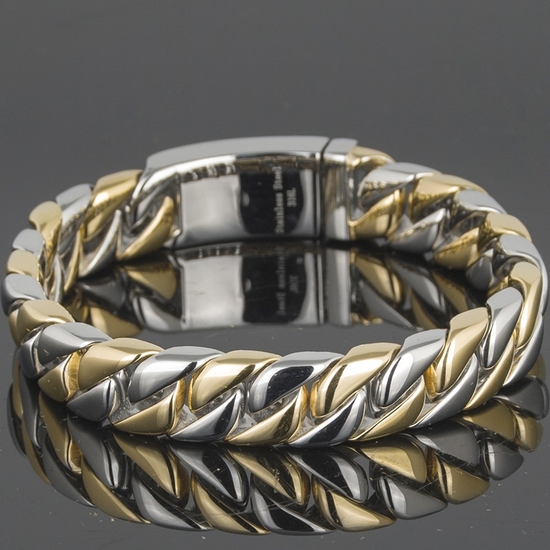 12MM Curb Chain On Hand Jewellery Polished Brushed 316L Stainless Steel Man Bracelet For Men Classic Mens Bracelets Male Strap 260508BJ - view 4