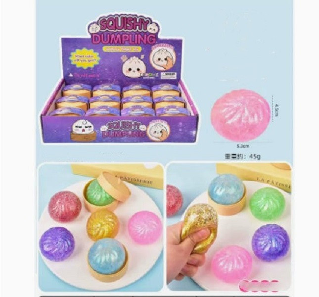 Colored Glitter Squishy Dumpling Slow Rebound Stress Relieving Balls Small Bun Squishy Toy Decompression Toy Wholesale