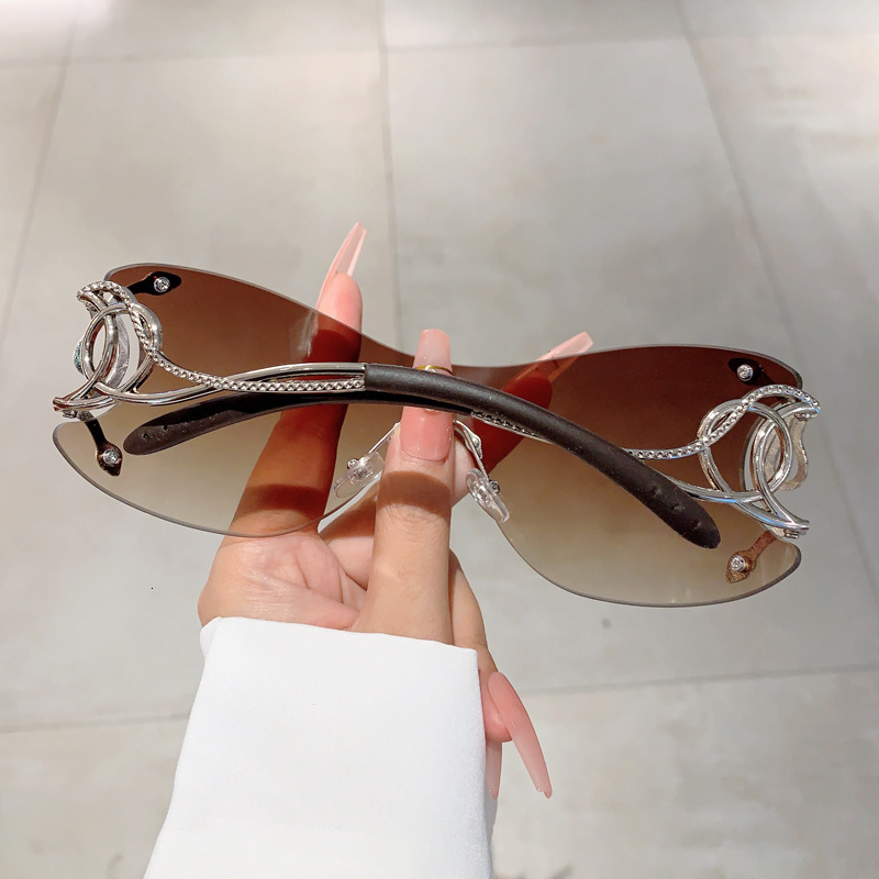 Designer Sunglasses New Personalized Fashion Frameless Integrated Sunglasses Technology Y K Weird Sunglasses Riding Windproof Glasses