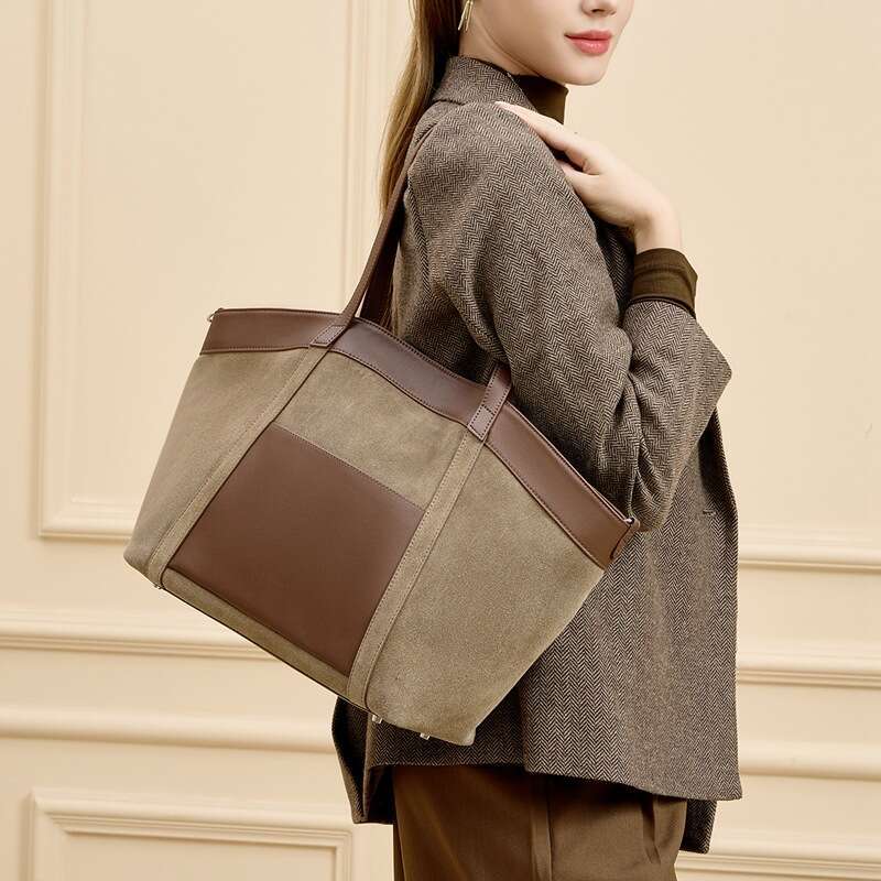 Vintage Suede Underarm Tote Bag High End Feel Large Capacity Women Shoulder Bag Elegant Casual Commute Daily Shopping Travel Fashion Handbag SENYY